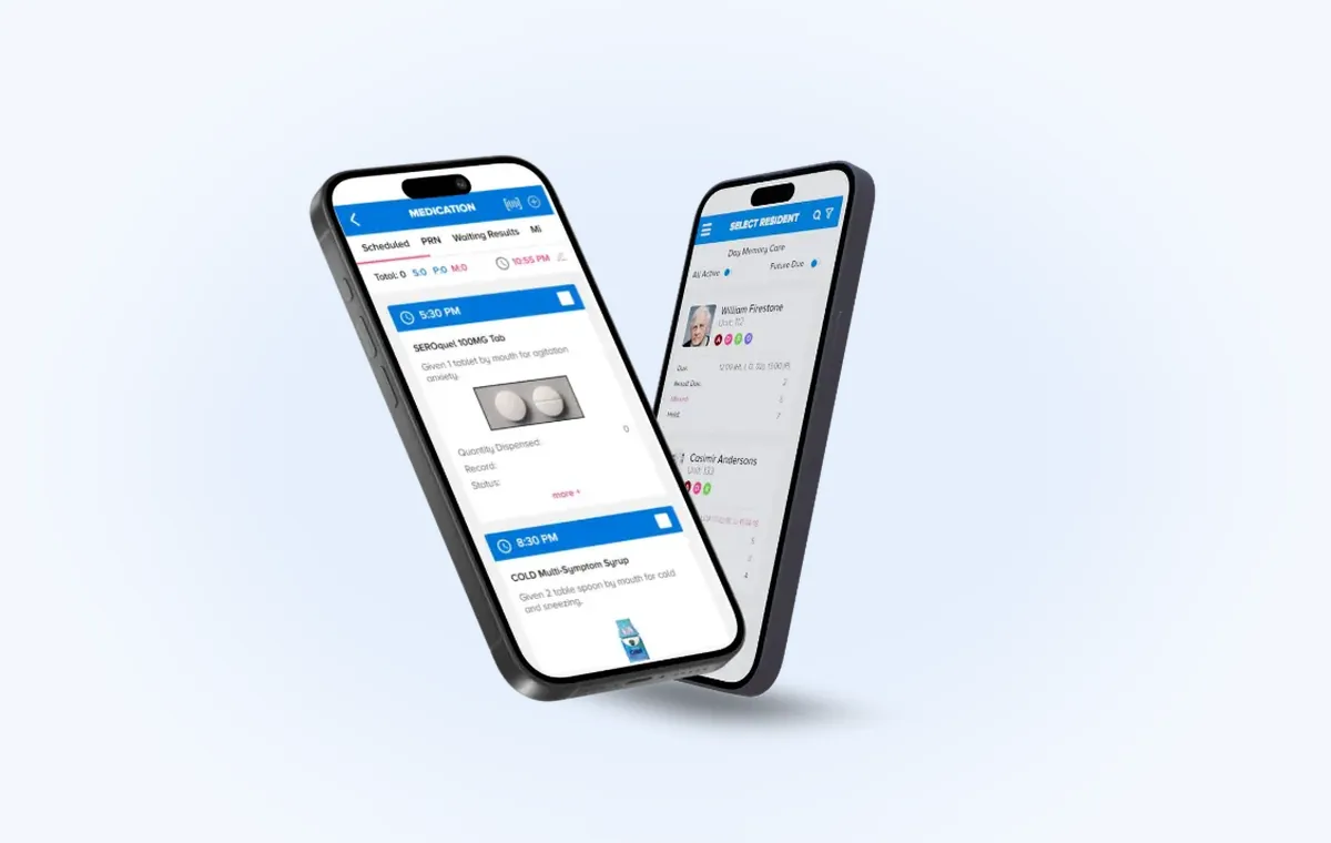 Point of Care mobile app shown on a phone and tablet