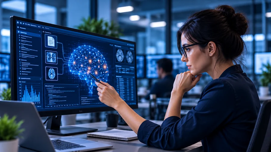 Data scientist fine-tuning a model