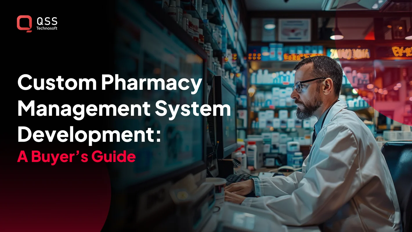Custom pharmacy management system development — prescription processing, dispensing, inventory, billing, and reporting connected in one pharmacy management software dashboard with HL7 FHIR links to EHR and billing systems