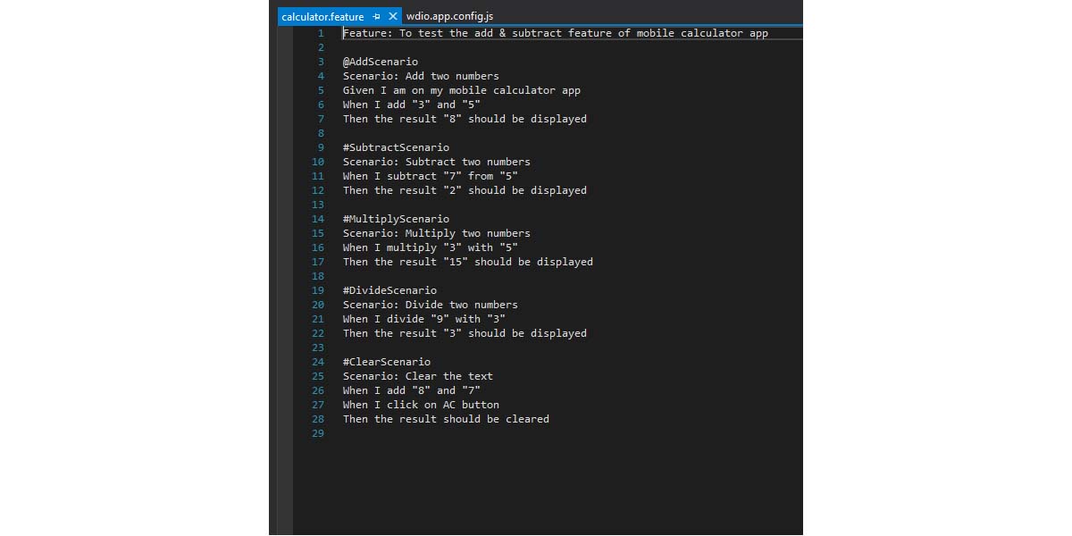 Cucumber Feature files