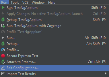 How to do Appium setup with Testing in Android Studio?